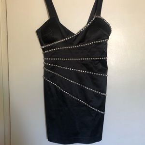 BEBE Black Studded Party Dress